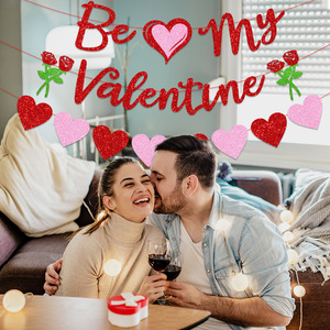 Guirlande avec message « Soyez mon Valentine » et roses pour la fête de la Saint-Valentin, fiançailles, anniversaire, décorations, ensemble de fournitures - Product Image 2