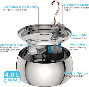 उच्च गुणवत्ता वाले पालतू पीने के फव्वारे स्टेनलेस स्टील बिल्ली पानी का फव्वारा बड़ी क्षमता सुपर शांत बिल्ली पानी डिस्पेंसर - Product Image 2