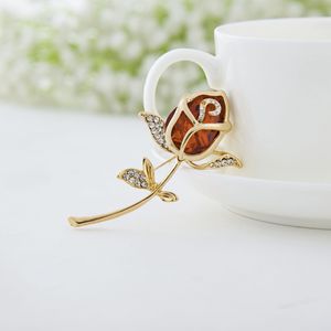 Broche de corsage haut de gamme pour femme, motif rose, en verre cristal, tulipe, pour mariage et mariée, très tendance - Product Image 3