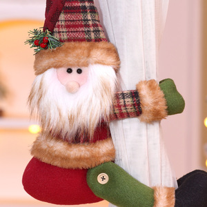 Attaches de rideaux en tissu de Noël de style nouveau, thème Père Noël, écossais vintage et bonhomme de neige, pour la décoration intérieure transfrontalière - Product Image 2