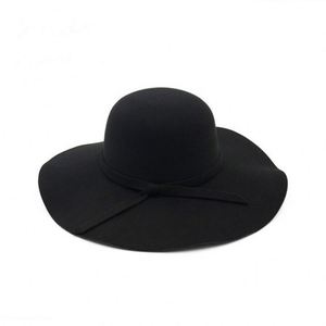Cheap Solid Color Wide Brim <b>Felt</b> Fedora <b>Hats</b> <b>Women</b> Winter - Product Image 5