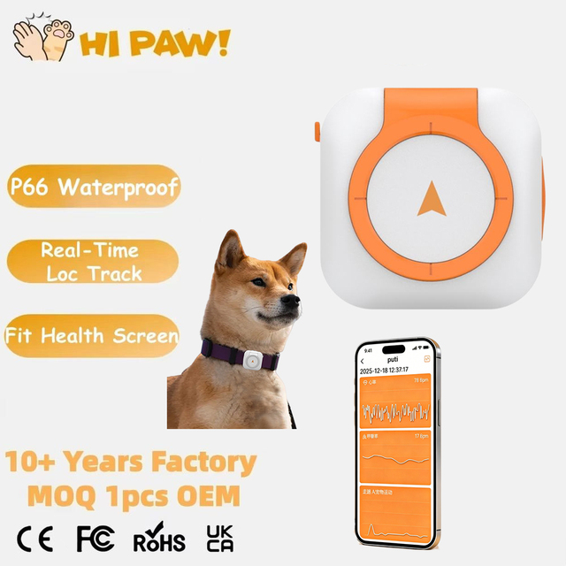 GPS Pet Tracker Heart Rate Wellness 4G Live Satellite Tracking Activity Monitor for Dogs & Cats Remote Sound Fits All Collars