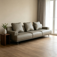 Ensemble de canapés classiques en cuir véritable, design carré avec rembourrage en éponge, canapé-lit moderne pour espaces de vie haut de gamme