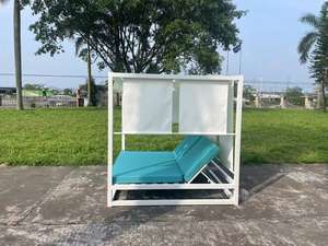 سرير نهاري خارجي من الألومنيوم المصقول بمظلة كبيرة للفنادق ، حمام سباحة للحديقة مقاوم للماء ، سرير نهاري مزدوج مربع من الألومنيوم المصقول - Product Image 5