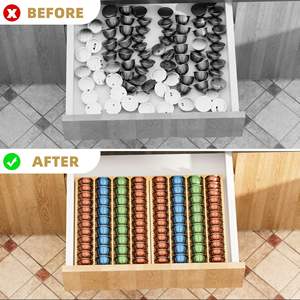 Bambou Café Dosette Titulaire Tiroir Organisateur Titulaire Plateau De <span class=keywords><strong>Rangement</strong></span> pour <span class=keywords><strong>Nespresso</strong></span> <span class=keywords><strong>Vertuo</strong></span> <span class=keywords><strong>Capsule</strong></span> Cuisine Bureau À Domicile Café Station - Product Image 4