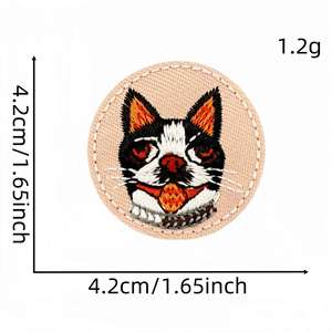 Parches Termoadhesivos con Bordado de Animales Redondos, Lindos, de Perros y Gatos - Product Image 5