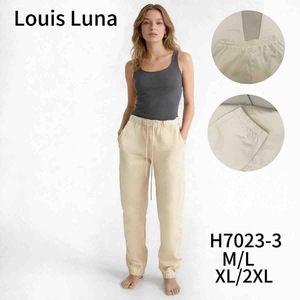 Pantaloni casual da donna Louis Luna H7023-3 M/L XL/2XL con coulisse in vita beige - Product Image 3