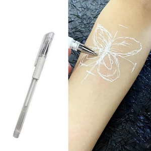 Stylo marqueur cutané PMU blanc rose, crayon gel dessiné à la main pour microblading, cartographie des sourcils et du visage, maquillage permanent - Product Image 4