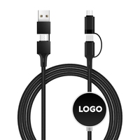 Nouveau Câble de Charge Rapide 3A avec Logo LED Personnalisé, Câble USB Multi-6-en-1 en Nylon Lumineux pour Téléphone