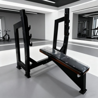Banc de musculation à charge libre robuste pour usage commercial avec support de sécurité traversant et rangement pour plaques