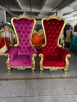 Chaise de mariage de luxe style trône royal, en bois massif et cuir, dossier haut, design moderne, pour événements et usage commercial
