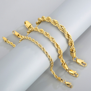 Wasserdichte 18 Karat Gold Twisted Rope Chain Armbänder für Männer Frauen Edelstahl/8mm Breite Rope Chain Bracelet Großhandel - Product Image 1