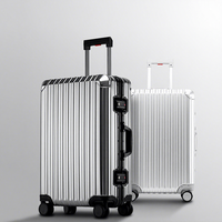 Valise à roulettes TSA en alliage d'aluminium-magnésium, roues multidirectionnelles, 24 pouces/20 pouces, bagage à main, unisexe, voyage d'affaires