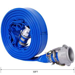 Manguera de Drenaje Plana de PVC Azul DB de 1.5 Pulgadas de Diámetro Interior, 200 Pies de Longitud, Mangueras de Descarga de Agua Reforzadas de Alta Resistencia - Product Image 3