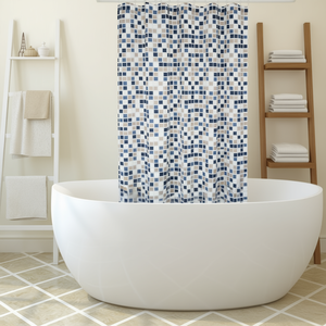 Cortina de Ducha de Tela de Poliéster MOSAIKO, 180x200 cm, Diseño de Mosaico, Decoración para Baño - Product Image 3