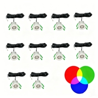 Spot LED encastré mini 10x3W RGB au design moderne avec cadre en aluminium, étanche pour véranda ou jardin