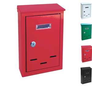 Boîte aux lettres moderne en métal 18,5x6x27 cm, couleur blanche, murale, avec serrure et fente pour usage extérieur - Product Image 1
