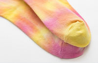 Chaussettes pour femmes à volants, style dégradé tie-dye, personnalisables OEM, style streetwear Harajuku, chaussettes en coton décontractées, logo personnalisé