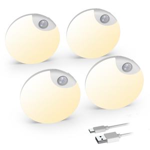 Mini lampe de nuit à détecteur de mouvement blanc chaud, à coller, lumières LED sûres pour les escaliers, la salle de bain, le placard, la cuisine, l'armoire - Product Image 1