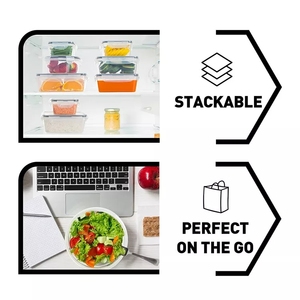 Kotak makan siang dapur ramah lingkungan, Set wadah penyimpanan makanan dapur 12 Pak plastik bebas Bpa - Product Image 5