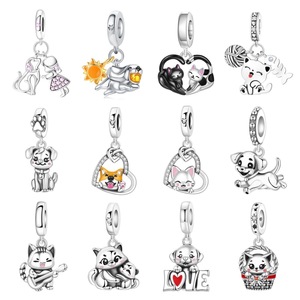 <b>Cute</b> cartoon animal pendants, made of white brass, with a heart design, perfect for DIY <b>bracelets</b>, a gift suitable for both men - Product Image 1