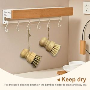 Cepillo profesional para platos, cepillos de doble fregado de coco natural/sisal, mango grueso de madera de caucho para limpieza profunda - Product Image 4