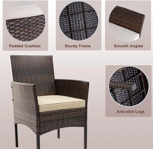 Balcão exterior moderno da mobília luxuosa Projeto simples da cadeira pequena ajustada de três partes do Rattan da tabela para a aplicação do pátio ou do Gym - Product Image 6