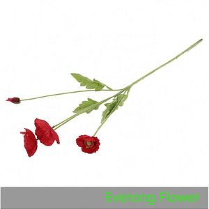 Everong bunga dekorasi buatan, 4 kepala <span class=keywords><strong>jagung</strong></span> poppy bunga sutra ikat - Product Image 6