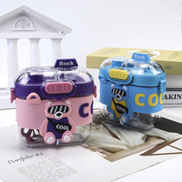 Gobelet réutilisable pour enfants C189, motif ours de dessin animé, bouteille d'eau en plastique pour enfants, écologique, double ouverture pour boire, gobelet d'eau pour enfants