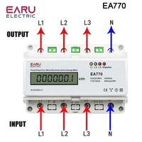 Compteur d'énergie électronique triphasé à quatre fils kWh moniteur de consommation d'énergie Rail DIN 50/60Hz 3*5(100)A 50/60Hz LCD LED EA770