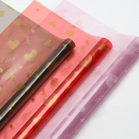 Papier d'emballage pour fleurs en cristal cœur romantique OPP semi-transparent, papier d'emballage pour bouquets DIY, fournitures pour fleuristes, vente en gros