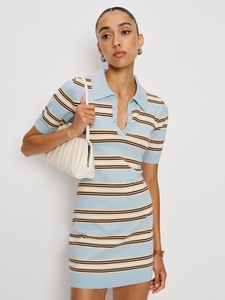 Maglione Polo A maniche corte A righe bretone 2026 da donna con collo stringato - Product Image 2