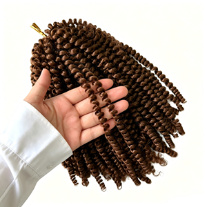 Extensiones de Cabello Sintético de Alta Temperatura, <span class=keywords><strong>Trenzas</strong></span> Africanas Rizadas de 8 Pulgadas, Estilo Spring Twist - Product Image 1