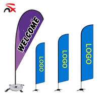 Drapeaux publicitaires extérieurs personnalisés en polyester imprimés numériquement, drapeaux en forme de plume, drapeaux de plage en forme de goutte d'eau, poteaux en aluminium, bannières promotionnelles