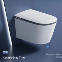 Toilette intelligente murale de haute qualité fabriquée en Chine, en céramique sans bride, avec siphon électrique, toilette intelligente