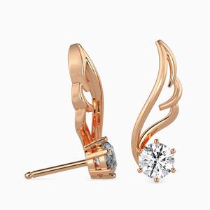 Boucles d'oreilles clous en diamants de laboratoire de 0,50 carat chacun, or rose massif 14 carats, certifiées IGI, bijoux de luxe pour mariage pour femmes - Product Image 4