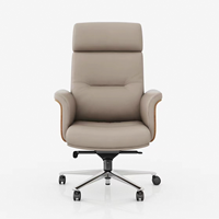 Chaise de bureau exécutive en cuir, directement de l'usine, nouvelle, personnalisable, pivotante, avec accoudoirs en bois, ergonomique, dossier haut, pivotante