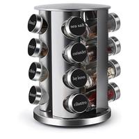 Porte-bouteilles à épices rotatif en acier inoxydable pour la cuisine 360 Étagère roulante Support d'assaisonnement Carrousel rond Porte-épices sur pied