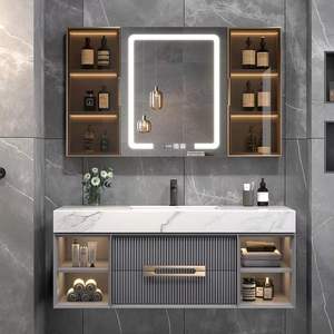 Lumière intelligente luxe pierre <span class=keywords><strong>dalle</strong></span> sans couture épissage bassin armoire de salle de bain combinaison lavabo armoire salle de bain Simple lavabo - Product Image 4