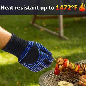 Guanto da forno ignifugo in <span class=keywords><strong>Silicone</strong></span> per grigliare guanti da forno resistente al calore Set guanti da barbecue ispessiti in <span class=keywords><strong>Silicone</strong></span> guanto combustibile riutilizzabile per cucina - Product Image 3