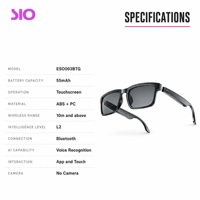 Lunettes de soleil de traduction IA, lunettes audio avec contrôle tactile par application et reconnaissance vocale pour les voyages d'affaires et les réunions