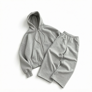 Conjunto Deportivo Personalizado con Logotipo, Unisex, 100% Algodón, Impermeable, Transpirable, Sudadera Corta con Cremallera, Pantalones Deportivos Anchos con Hombros Caídos - Product Image 1
