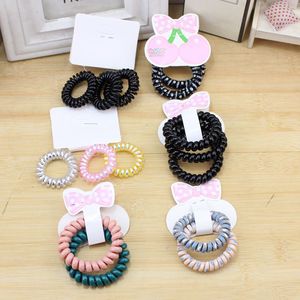 Élastiques à cheveux en forme de cordon téléphonique, en résine plastique, motif nœud papillon, accessoires décontractés pour cheveux, 3 pièces par carte - Product Image 1