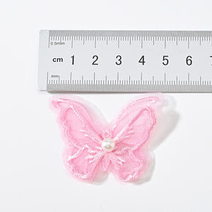 2層レース生地ピンク蝶パッチブラックオーガンザ3D蝶刺繍アップリケ服用プロムドレス - Product Image 5