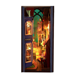<span class=keywords><strong>CuteBee</strong></span> Vente Chaude Étagère Exquise et Chic Décoration Bricolage En Bois Assemblé Serre-Livres Avec LED Veilleuse Livre Nook Kit - Product Image 4