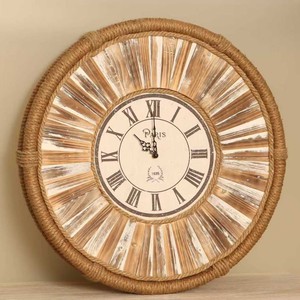 Wooden Round Wall <b>Clock</b> <b>Battery</b> Powered Single Face For Living Room Bedroom Home Decoration - Product Image 3