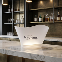 Seau à glace LED RGB 12L rechargeable en forme de vague, refroidisseur à vin avec logo personnalisé, PE de qualité alimentaire pour boîte de nuit et bar