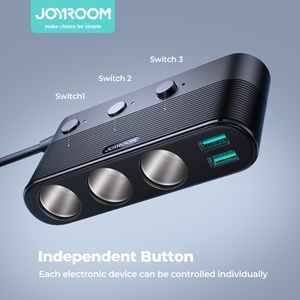 อะแดปเตอร์ชาร์จในรถยนต์ JOYROOM <span class=keywords><strong>Fast</strong></span> <span class=keywords><strong>7</strong></span> in 1 ช่องเสียบ USB สำหรับที่จุดบุหรี่ในรถยนต์ 139w 3 ช่องเสียบ ตัวแยกช่องเสียบที่จุดบุหรี่ในรถยนต์ - Product Image 2