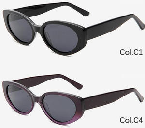 Gafas de sol polarizadas de lujo para mujer, degradado transparente, Ojo de Gato, acetato pequeño, de PC Material, lentes de cristal blanco, marrón, azul y rosa - Product Image 3