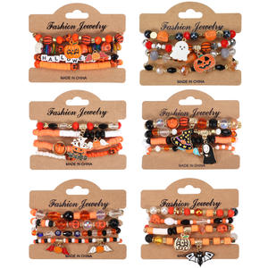 New <b>Bracelets</b> Retro Pumpkin Skull Ghost Bat Halloween Decor Stretchy Horror <b>Moon</b> Star Halloween <b>Bracelets</b> Ready to Ship - Product Image 4